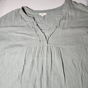 entro Anthroplogie Cotton Gauzy Oversize Lagenlook Top Women 1X Pockets Boxy